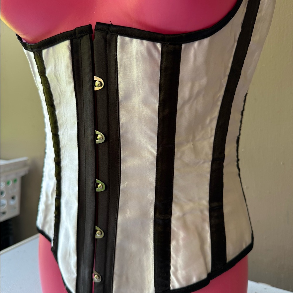 Corset Under-bust Top Black and White Stripes